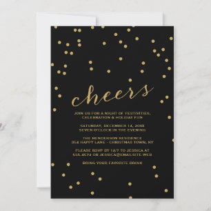 Simple Cheers Confetti Christmas Party Invitation