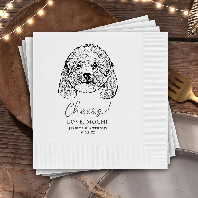 Simple Cheers Dog Hand Drawing Wedding Napkin (Creator Uploaded)