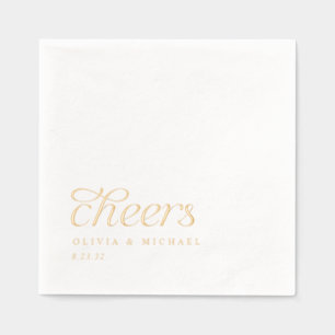 Simple Cheers Elegant Modern Gold Wedding Foil Napkins