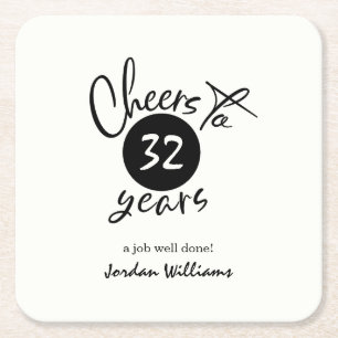 Simple Cheers to Any Years Retirement Party   Square Paper Coaster