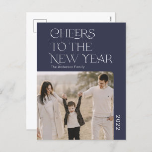 Simple Cheers to the new year 2022 family photo Holiday Postcard