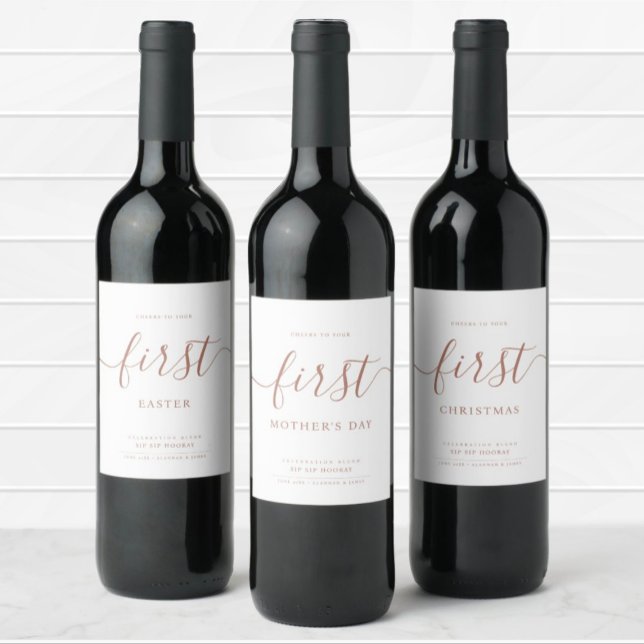 Simple Cheers to Your First Personalised Wine Labe Wine Label (Creator Uploaded)