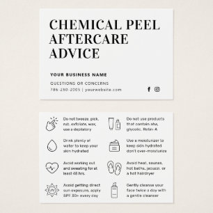 Simple Chemical Peel Aftercare Instruction Card
