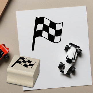 Simple Chequered Racing Flag Mini Wooden Stamp