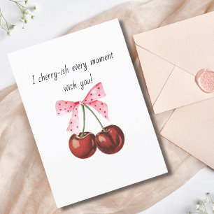 Simple Cherry Pink Bow boyfriend husband Birthday Holiday Card
