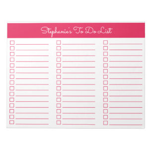 Simple Cherry Red 8.5x11 Three Column Checklist Notepad