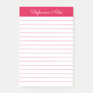 Simple Cherry Red Lined Personalized Post-it Notes