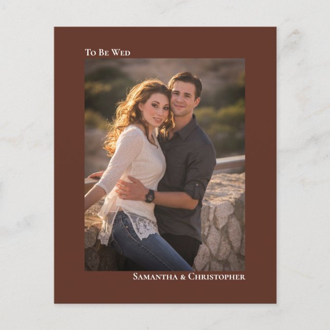 Simple Chestnut Brown BUDGET Wedding Photo Invite (Front)