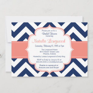 Simple chevron baby or bridal shower invitation