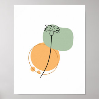 Simple Chic Abstract Minimalist Boho Style Floral  Poster
