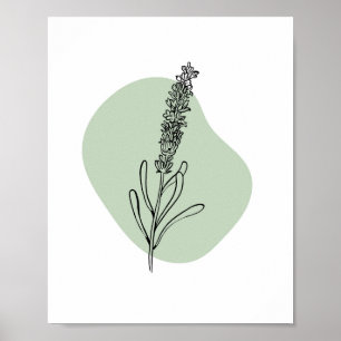 Simple Chic Abstract Minimalist Boho Style Floral  Poster
