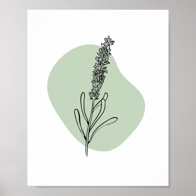 Simple Chic Abstract Minimalist Boho Style Floral  Poster (Front)