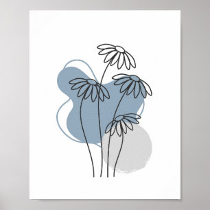 Simple Chic Abstract Minimalist Boho Style Floral  Poster