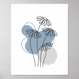 Simple Chic Abstract Minimalist Boho Style Floral Poster