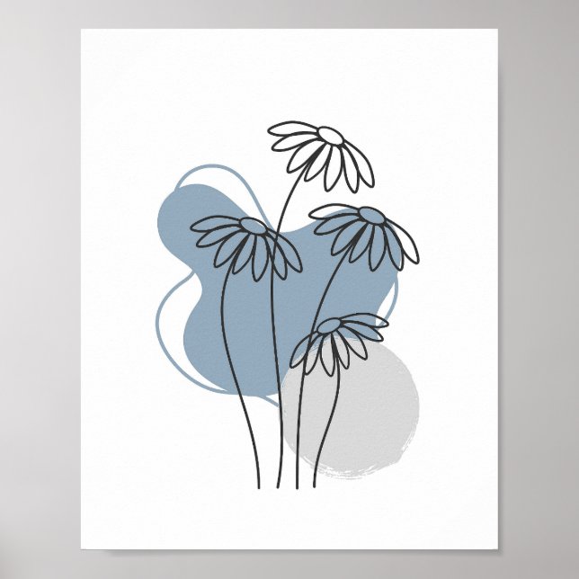 Simple Chic Abstract Minimalist Boho Style Floral  Poster (Front)