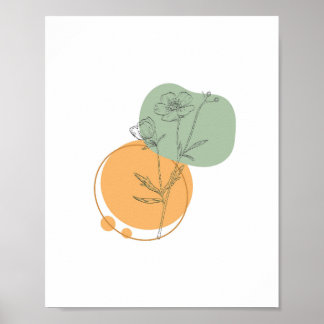 Simple Chic Abstract Minimalist Boho Style Floral  Poster