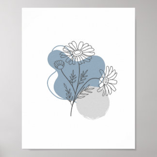 Simple Chic Abstract Minimalist Boho Style Floral  Poster