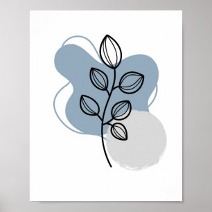 Simple Chic Abstract Minimalist Boho Style Floral  Poster