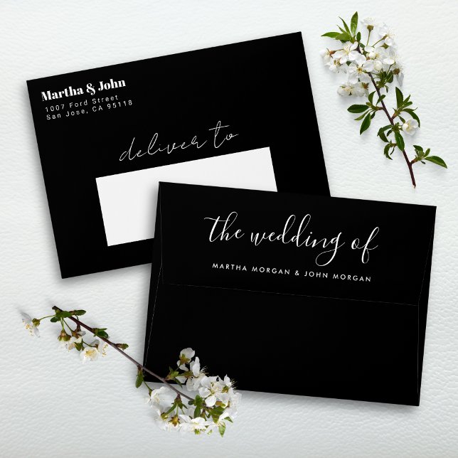 Simple Chic Black A7 5x7 Wedding Invitation Envelope (Creator Uploaded)