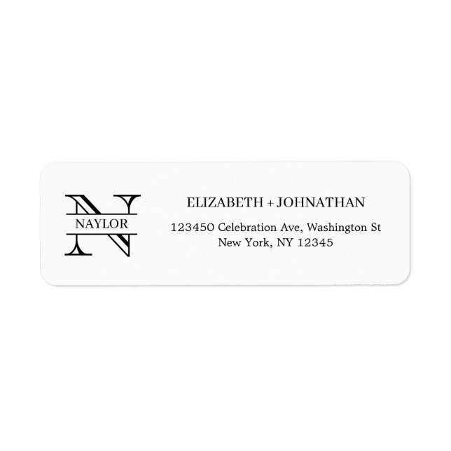 Simple Chic Black and White Monogram Names Label (Front)