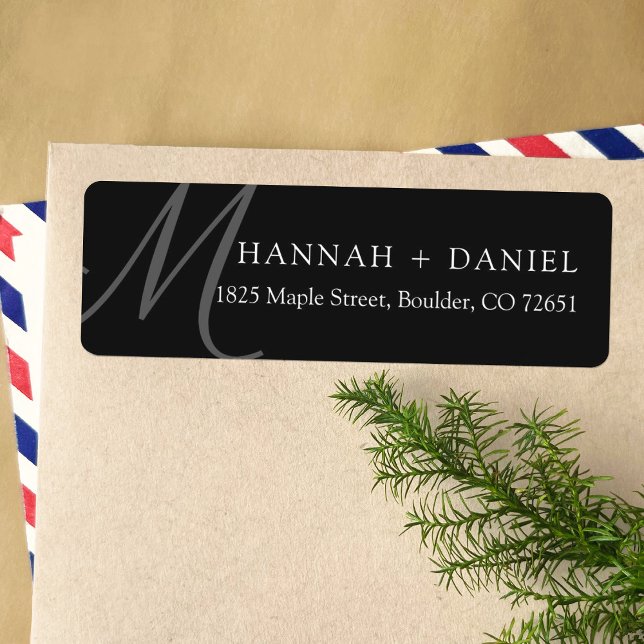 Simple Chic Black Modern Monogram Return Address (Creator Uploaded)