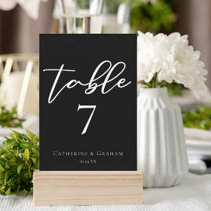 Simple Chic Black Wedding Table Number Card