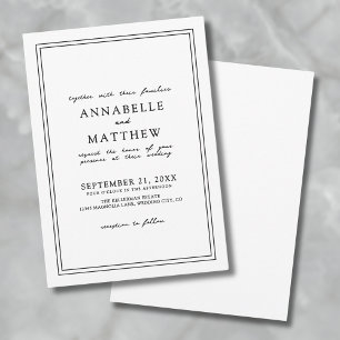 Simple Chic Black White Elegant Minimalist Wedding Invitation