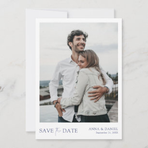 Simple Chic Blue Typography Save the Date Template