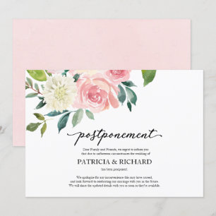 Simple Chic Blush Floral Wedding Postponement Invitation