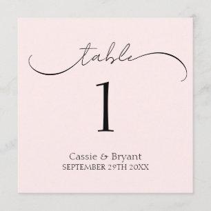 Simple Chic Blush Pink Wedding Table Number