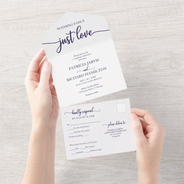 Simple Chic Bold Calligraphy Casual Wedding All In One Invitation (Tearaway)