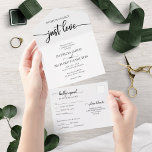 Simple Chic Bold Calligraphy Casual Wedding  All In One Invitation<br><div class="desc">A simple chic calligraphy wedding invitation, easy to personalise with your details. PLEASE NOTE: This invitation is ready to send without an envelope; include the return address on the front side; if you plan to send it using an envelope, please let in blank the return address (front side). Check the...</div>