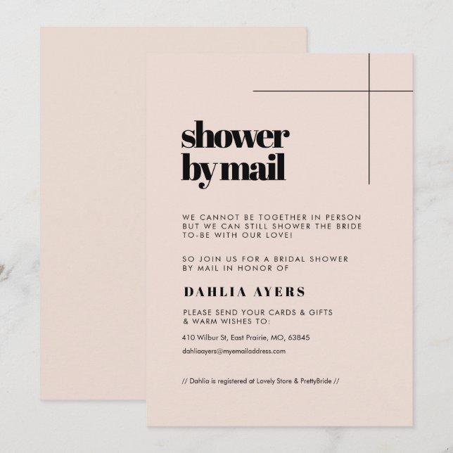 Simple chic Bridal Shower by mail Invitation (Front/Back)