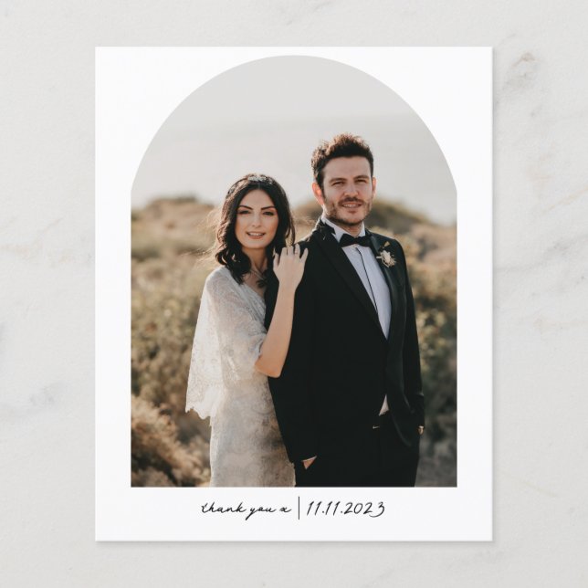 Simple Chic Budget Arch Photo Wedding Thank You (Front)