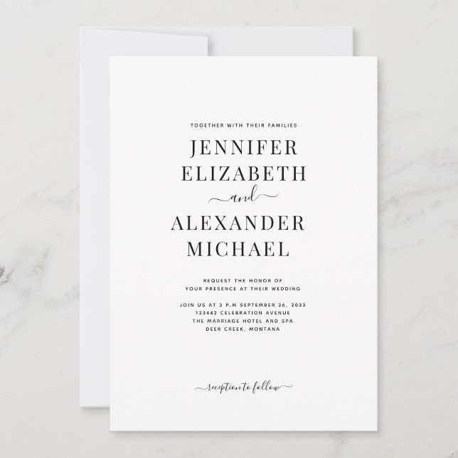 Simple Chic Calligraphy All In One Wedding Invitat Invitation (Front)