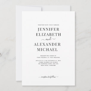 Simple Chic Calligraphy All In One Wedding Invitat Invitation