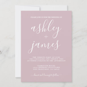 Simple Chic Calligraphy Pastel Purple Wedding Invitation