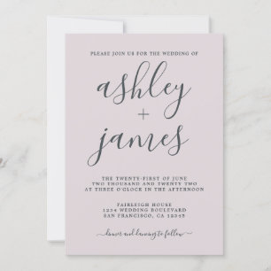 Simple Chic Calligraphy Pastel Purple Wedding Invitation