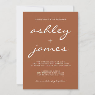 Simple Chic Calligraphy TerraCotta Wedding Invitation