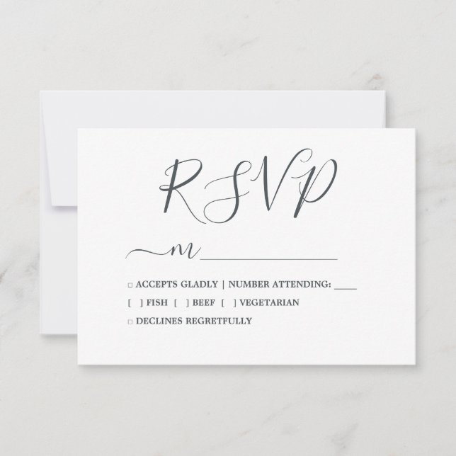 Simple Chic Calligraphy Wedding RSVP Card (Front)