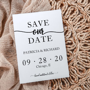 Simple Chic Calligraphy Wedding Save The Date Invitation