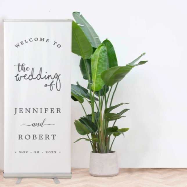 Simple chic calligraphy welcome To our wedding Retractable Banner (Creator Uploaded)