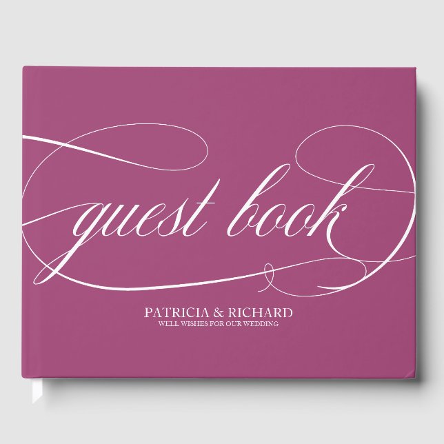 Simple Chic Cassis Wedding Guest Book (Front)