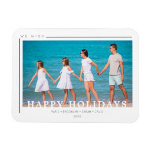 Simple Chic Christmas Typography Photo Family Magnet