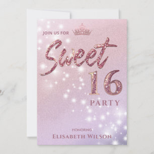 Simple chic Cool rose gold tiara sweet 16 Invitat Invitation