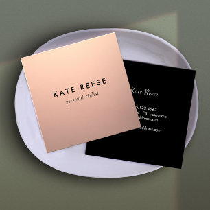 Simple Chic Copper Rose Gold Professional Stylist Square Business Card