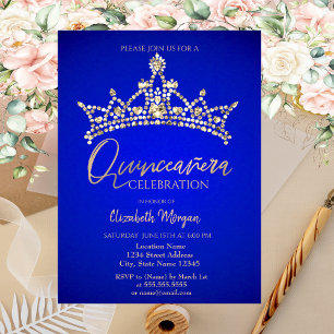 Simple Chic Crown Blue Quinceañera Invitation
