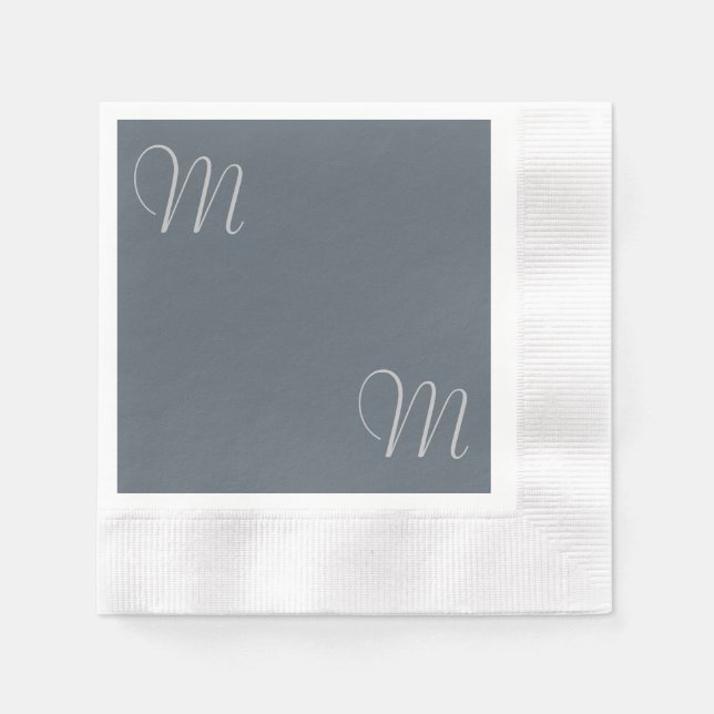 Simple Chic Custom Monogrammed Paper Napkins Grey (Front)