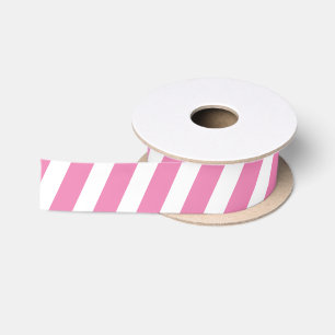 Simple Chic Cute Pink and White Striped Satin Ribbon