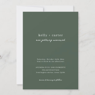 Simple Chic Dark Green Calligraphy Script Wedding Invitation
